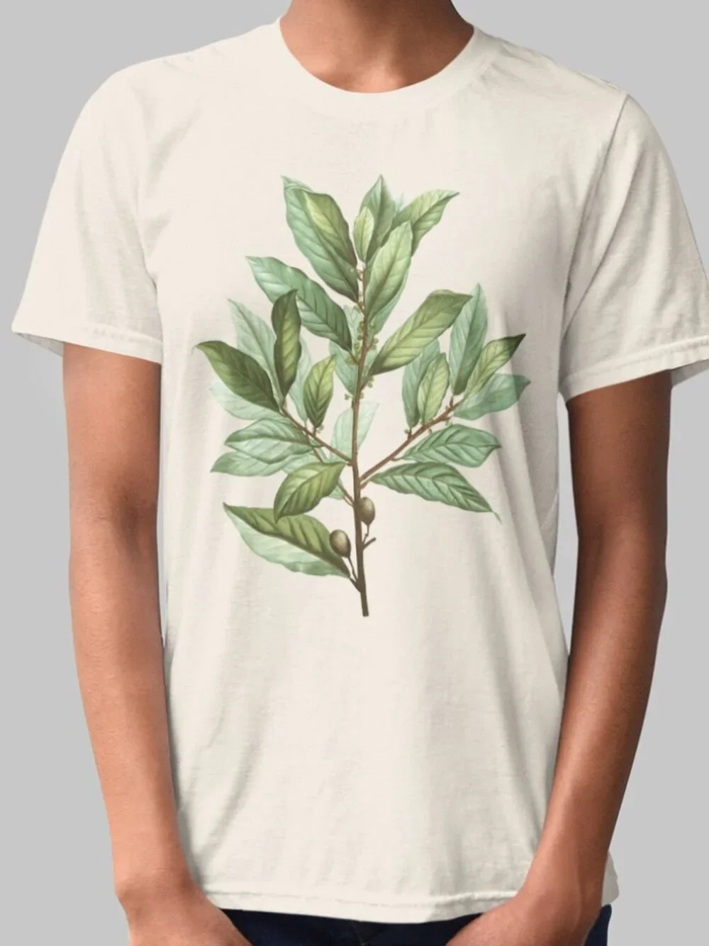 Bay Laurel Vintage Botanical Print Short Sleeve Graphic Tee T-shirt S-XXL